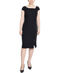 NY Collection Size PL Petite Cap Sleeve Exposed Zipper Dress - Black