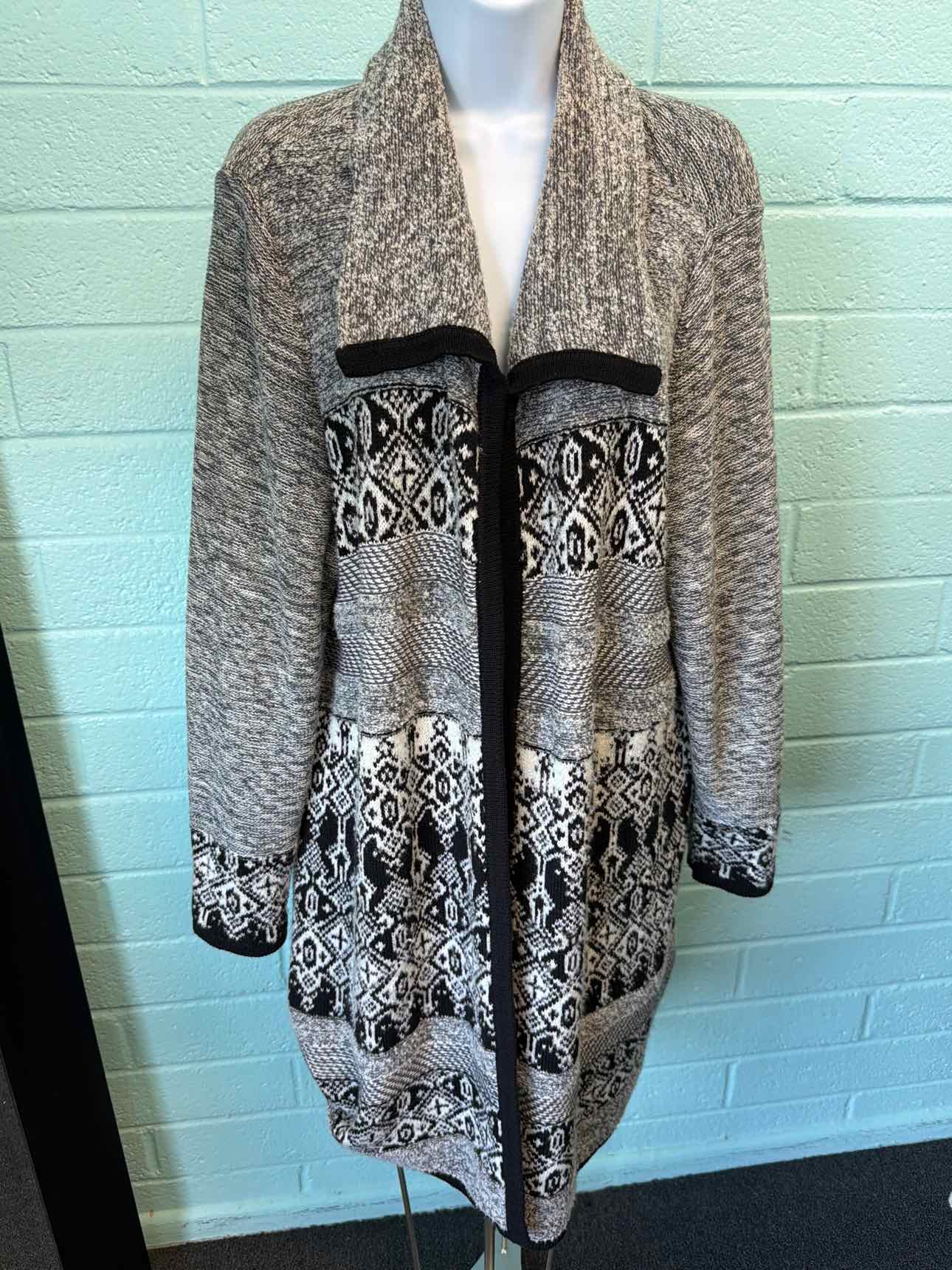 Christopher & Banks Size XL Black & Gray Duster Sweater