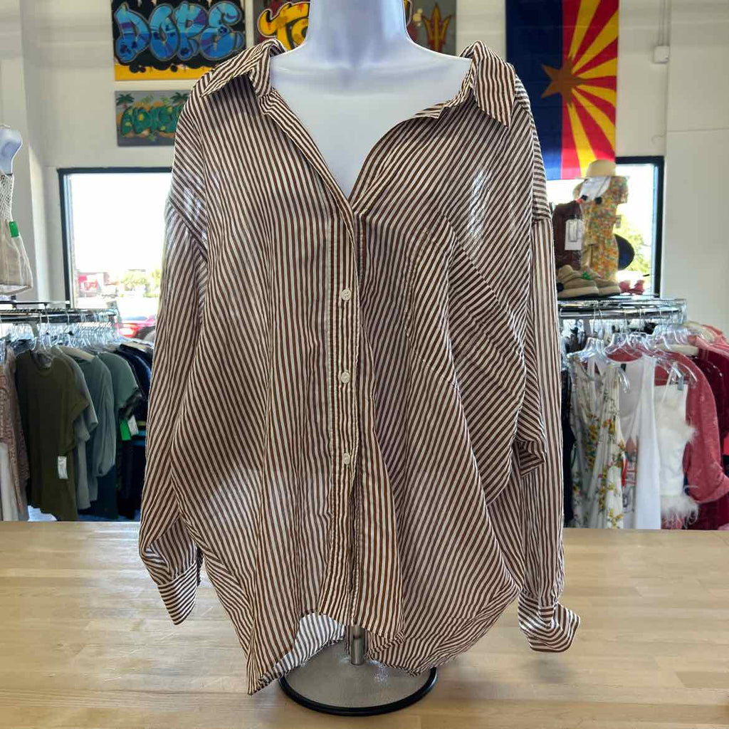 zara Size S Brown Preloved Button Down LS