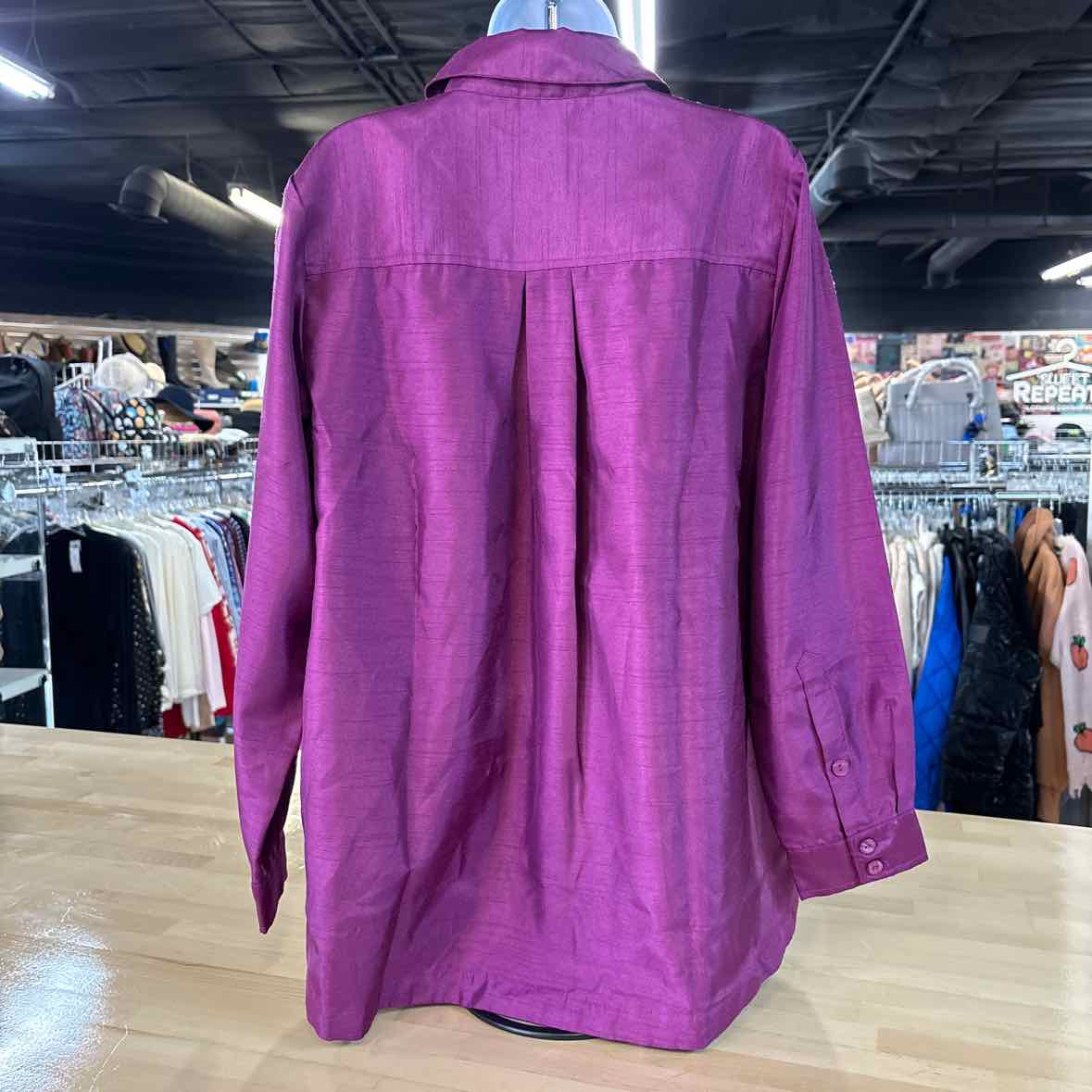 Joan Rivers Size M Raspberry Blouse LS