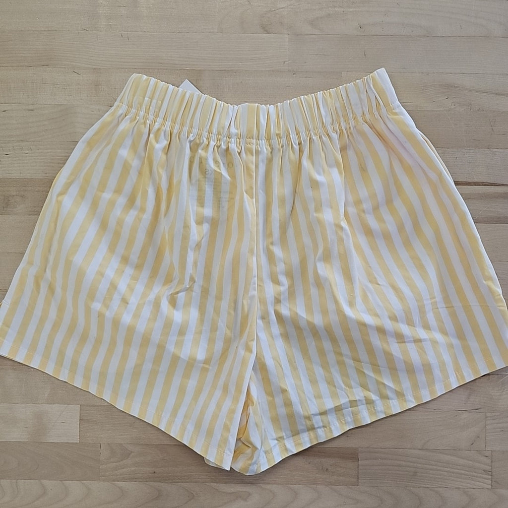 Love Tribe Juniors' Striped Cotton Boxer Shorts - White/Yellow - XS