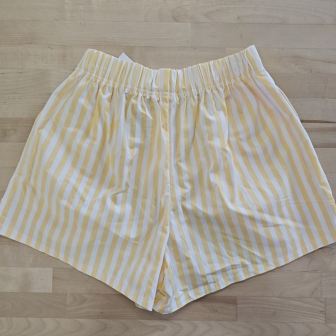 Love Tribe Juniors' Striped Cotton Boxer Shorts - White/Yellow - XS