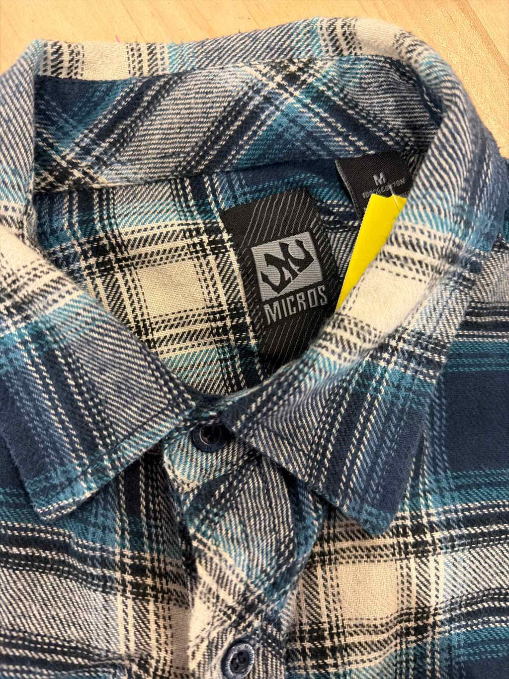 Micros Size M Blue MENS Long Sleeve Plaid Flannel Shirt