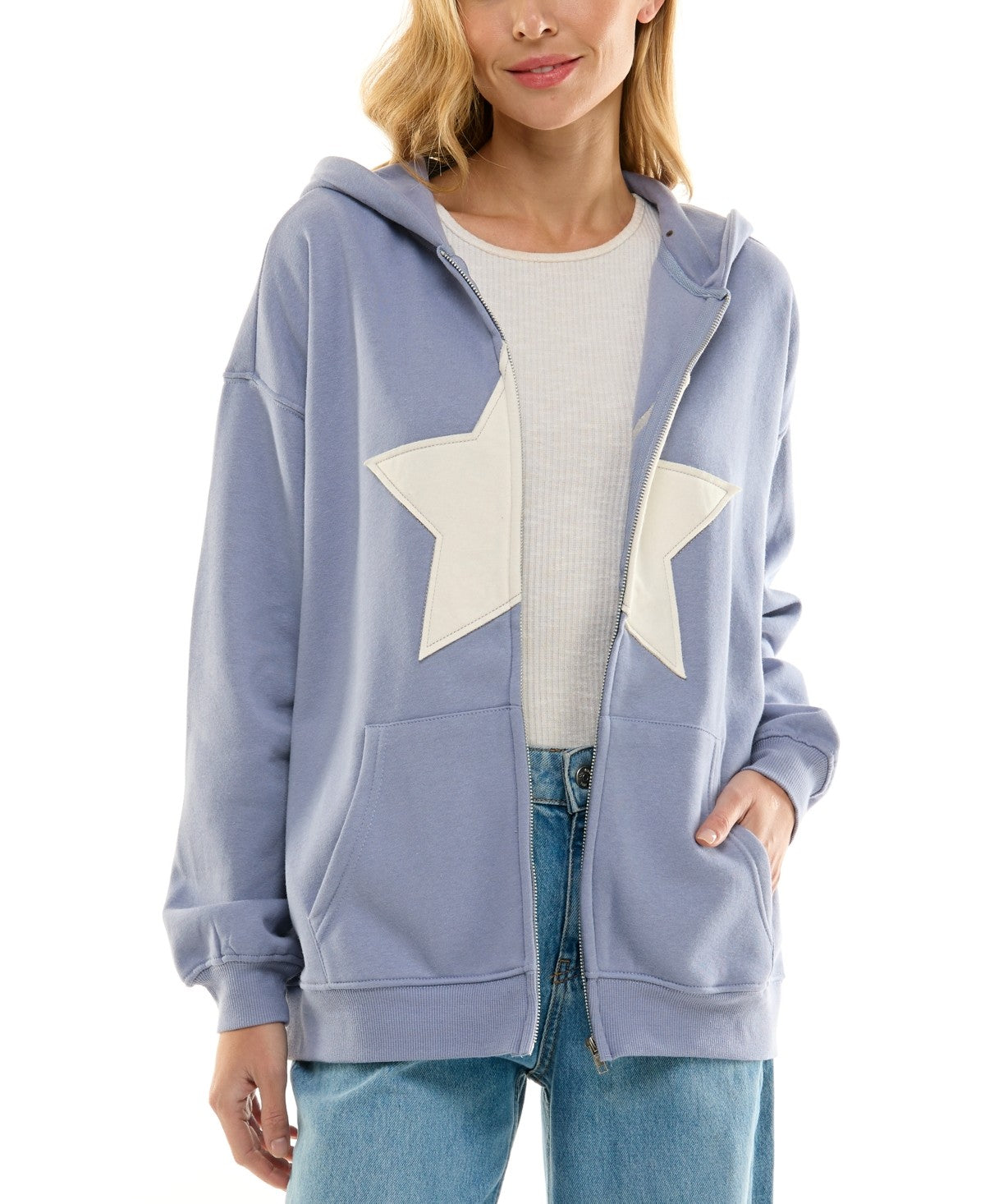 Ultra Flirt Juniors' Full-Zip Applique Boyfriend Hoodie