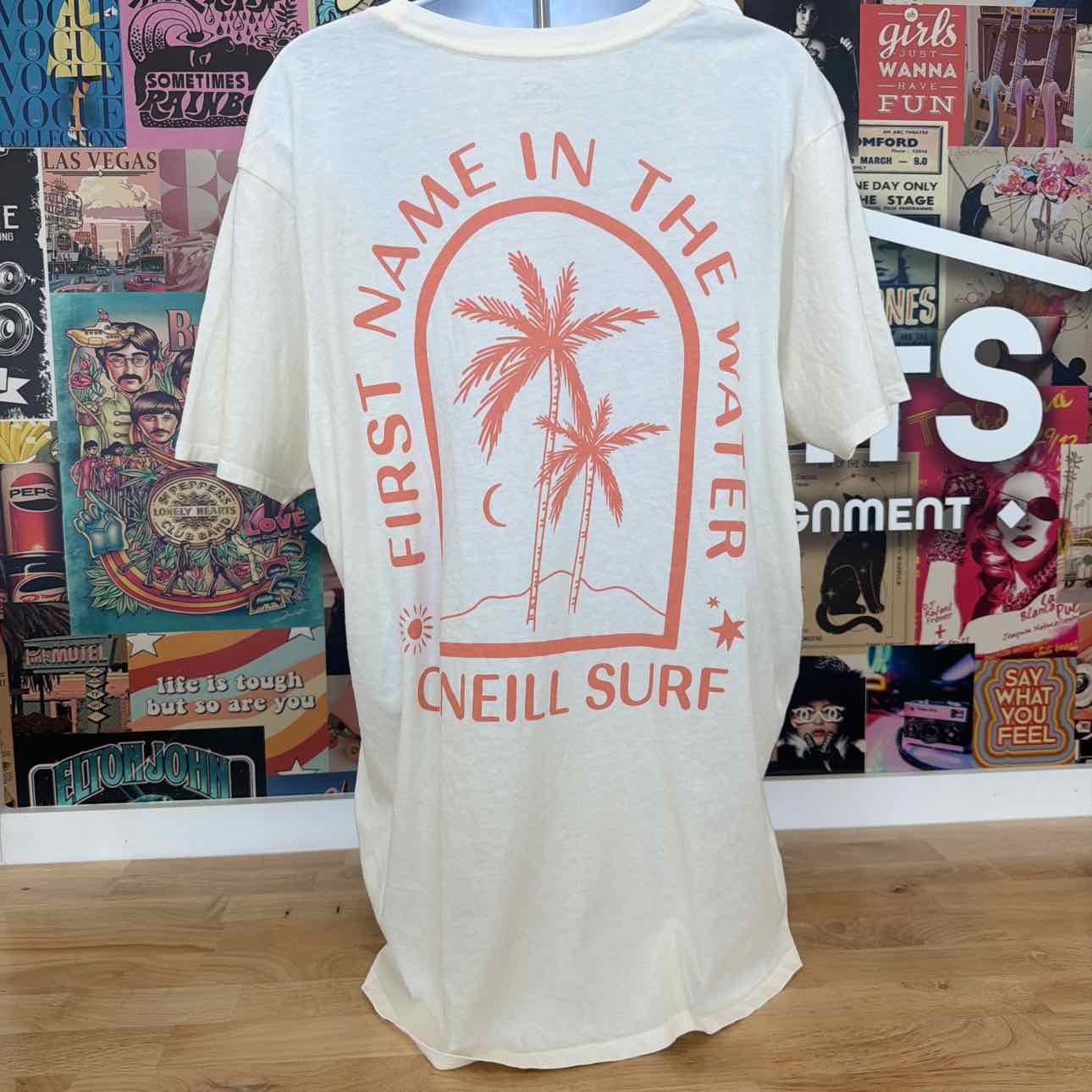 O'Neil Size L Byron Palms Cotton Crewneck T-Shirt