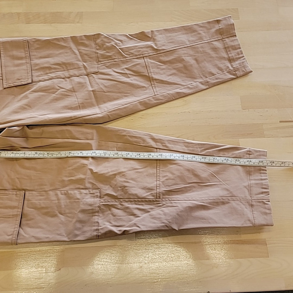Calvin Klein Size 10 High-Rise Stretch Twill Cargo Ankle Pants - Teak NWT