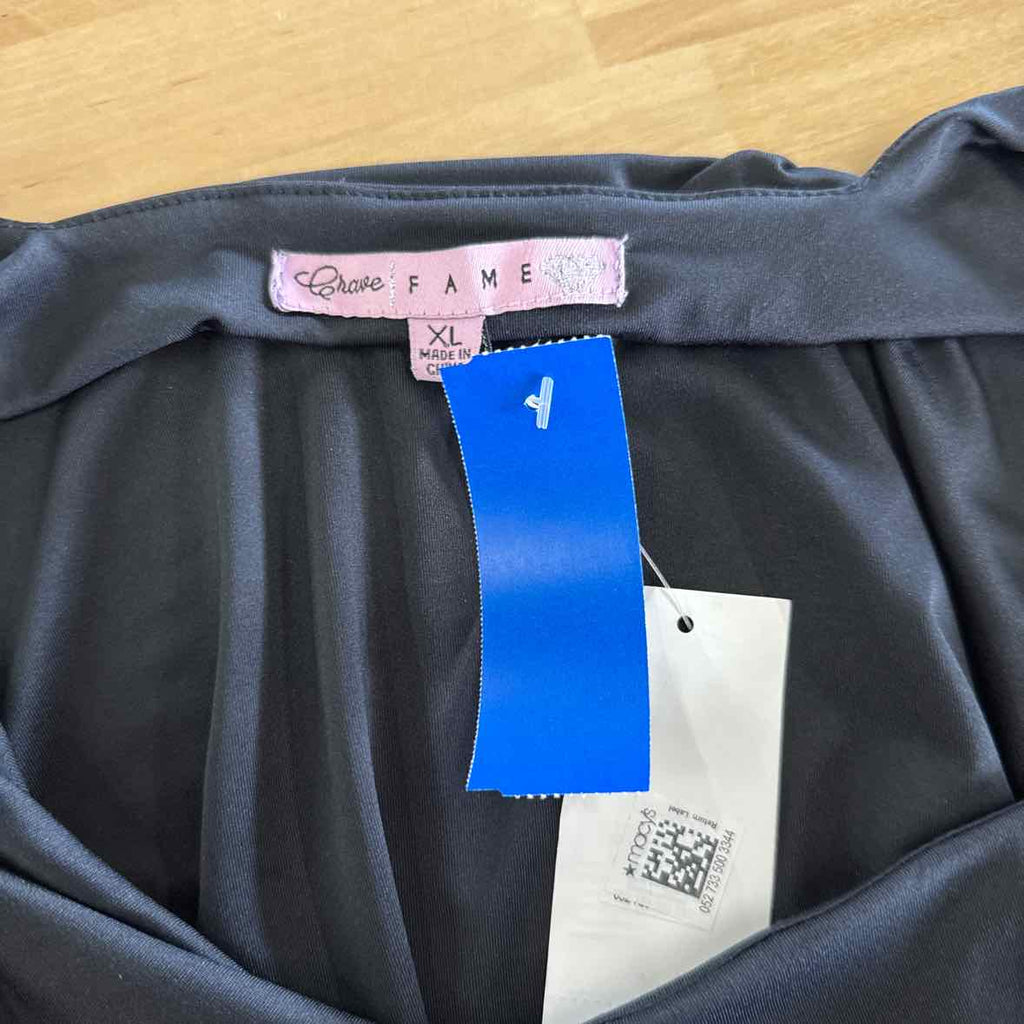 Fame Size XL Black Bodysuit