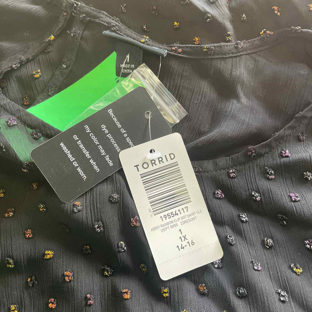 Torrid Size 1 Black Mesh Preloved Blouse SS