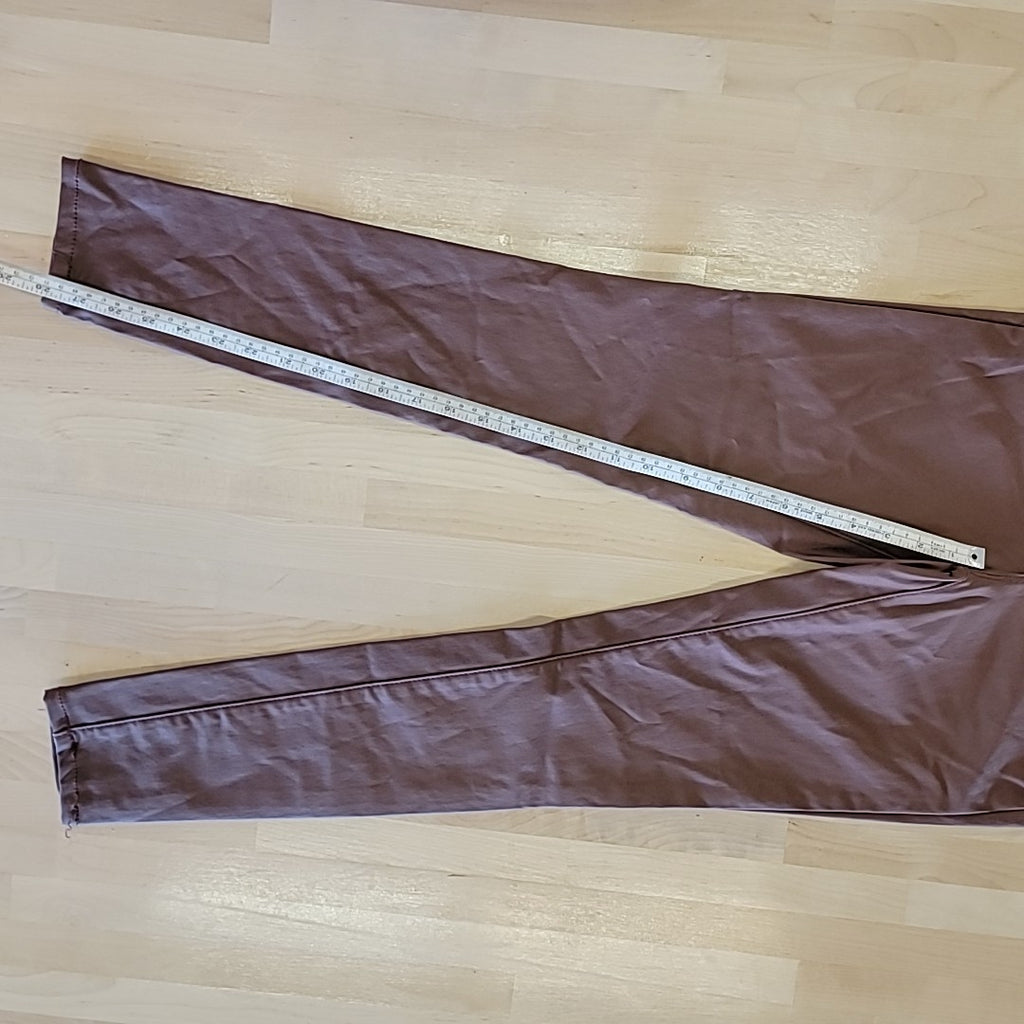 Almost Famous Size 0 Faux-Leather Exposed-Button High-Rise Skinny Brown Jeans