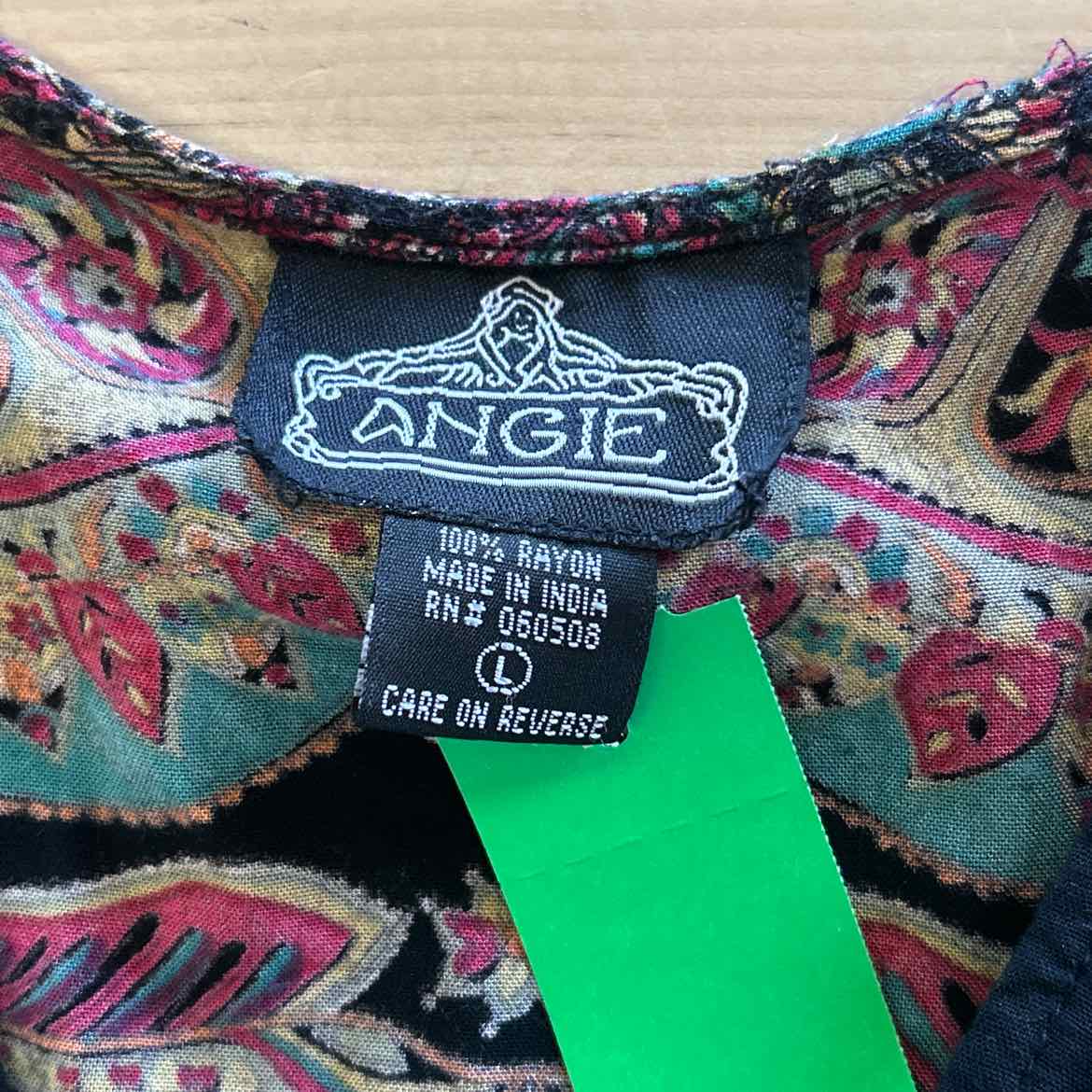 Angie Size L Black Rayon Preloved Blouse SS