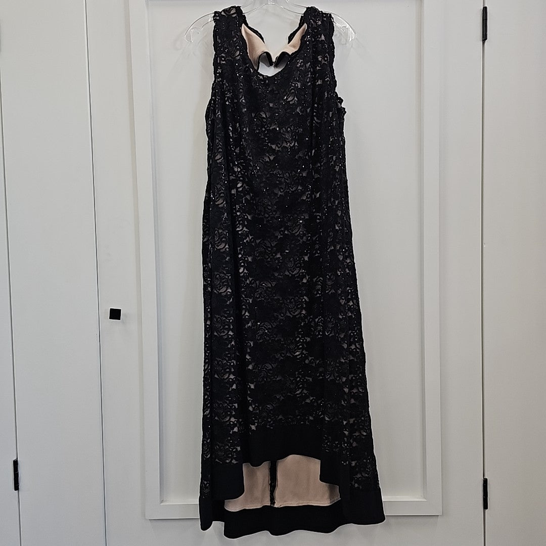 R&M Richards Size 16 Black Lace Used Dress