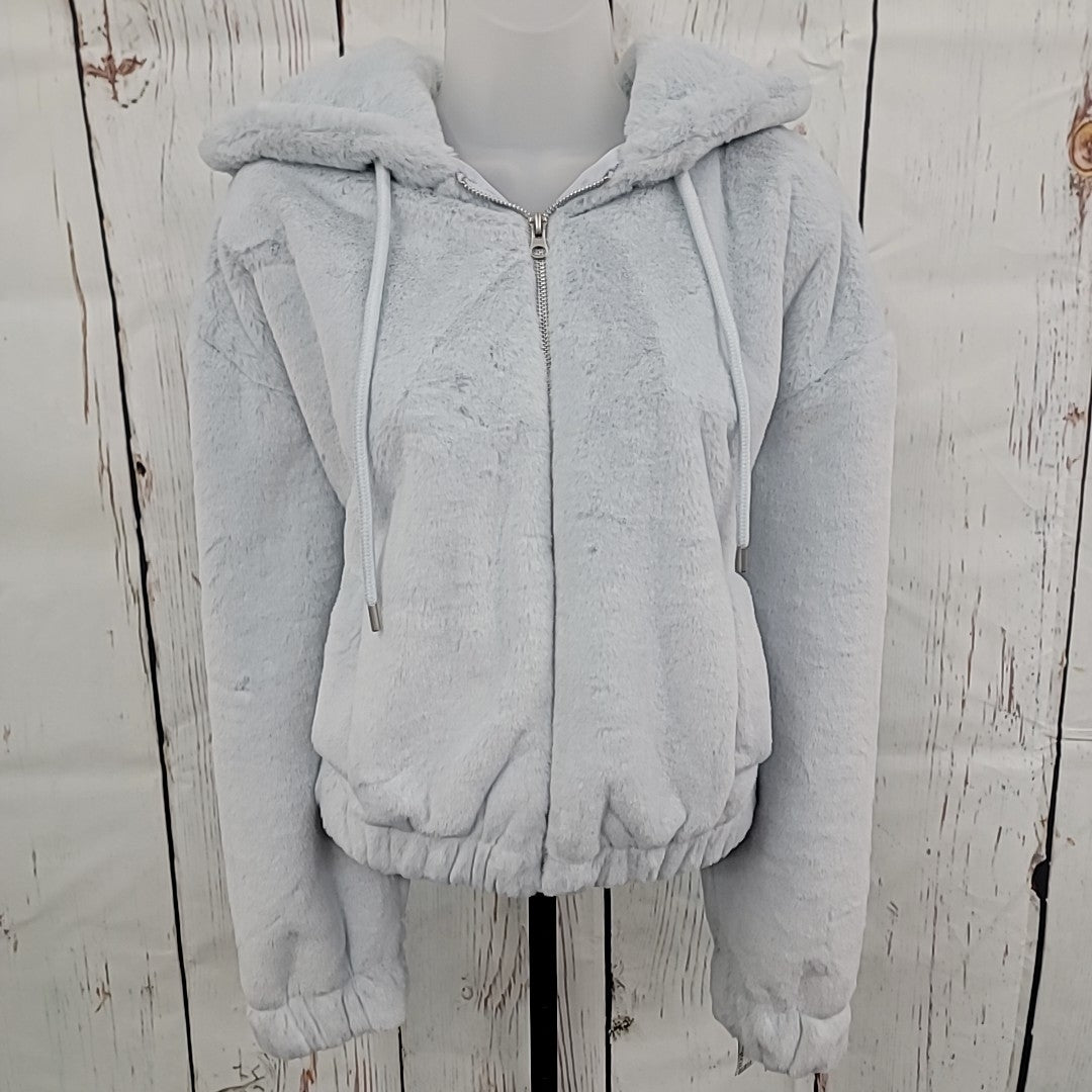 Planet B Size XL Faux-Fur Cozy Zip-Front Jacket - Blue Opal NWT