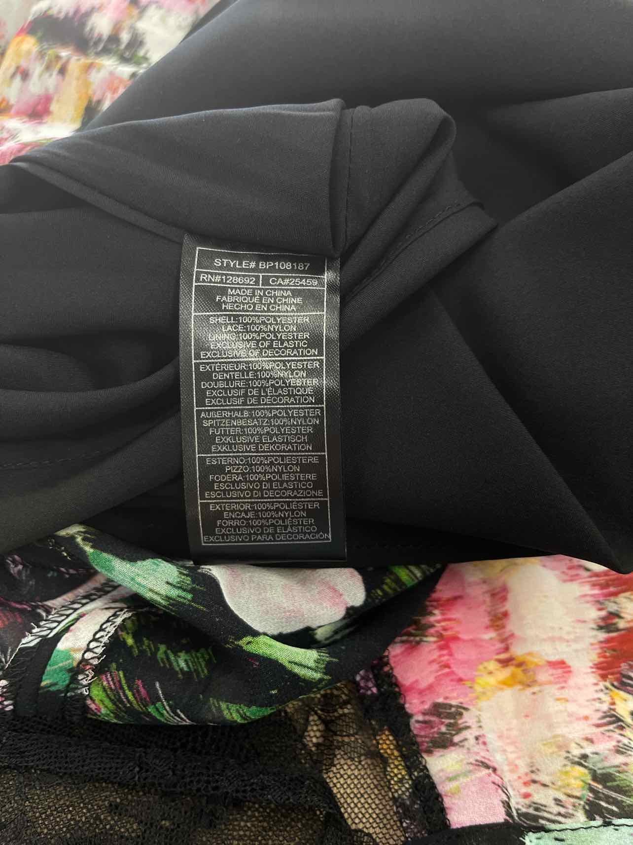 Steve Madden Size S Delia Printed Lace-Trim Maxi Dress - Black Multi