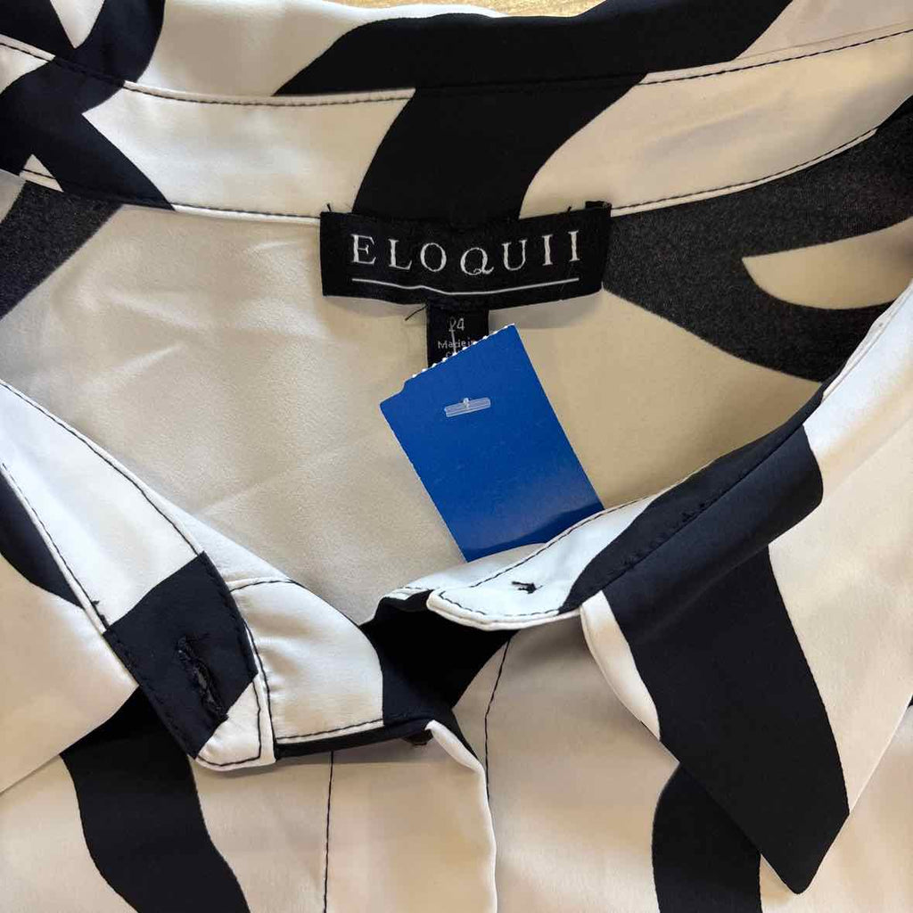 Eloquii Size 24 Black White Blouse