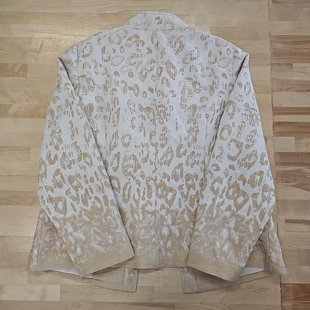 Chico's Size 2 (12) Beige Print Jacket
