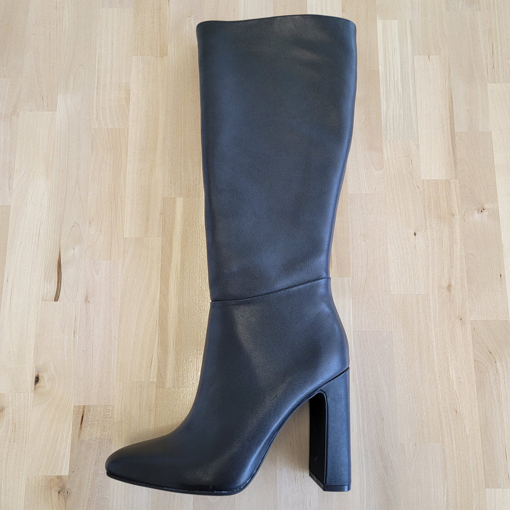 Steve Madden Ally Knee High Block-Heel Dress Boots - Black Leather SZ 9.5