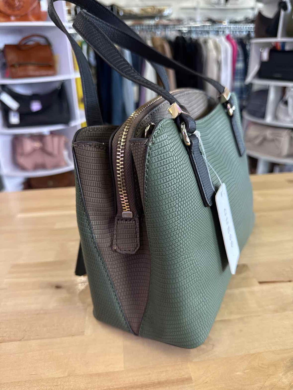 Guess Olive Green Lyndi Small Girlfriend Satchel NWT