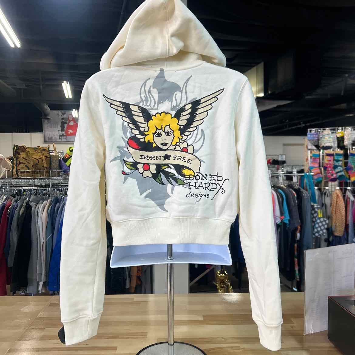 Ed Hardy Size L White New Hoodie