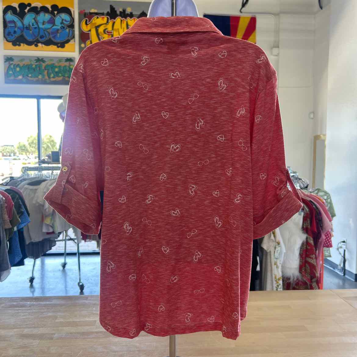 Cathy Daniels Size L Red Preloved Blouse LS