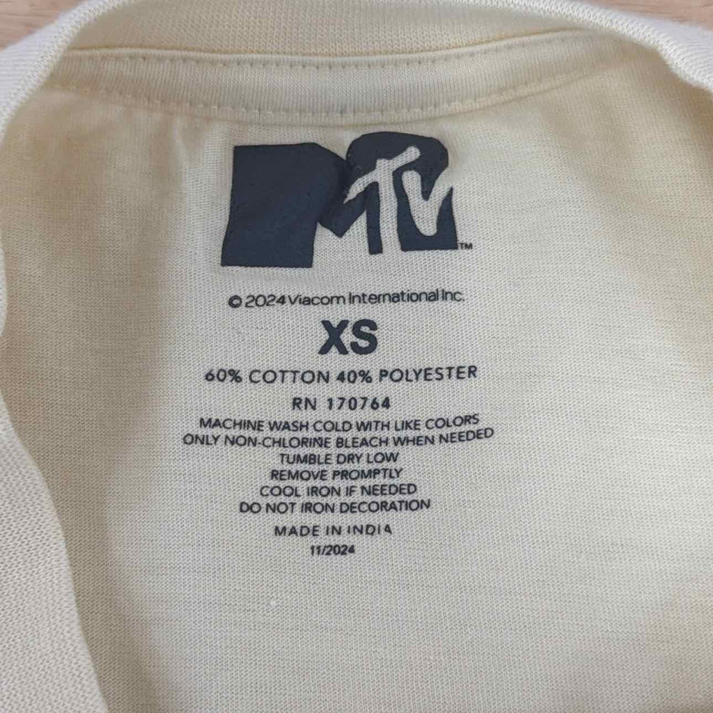 MTV Size XS Leopard Mtv Graphic Print T-Shirt - Beige