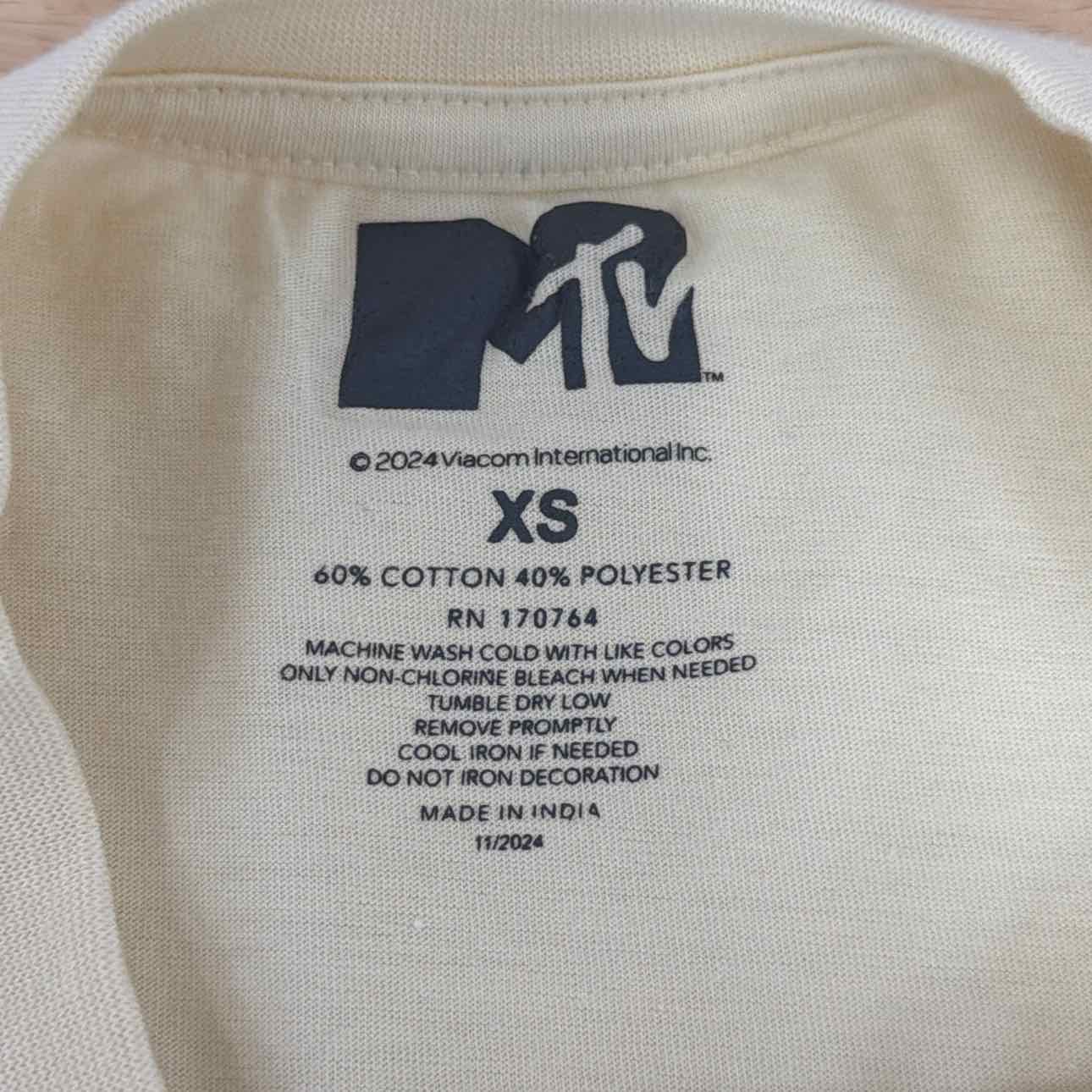 MTV Size XS Leopard Mtv Graphic Print T-Shirt - Beige