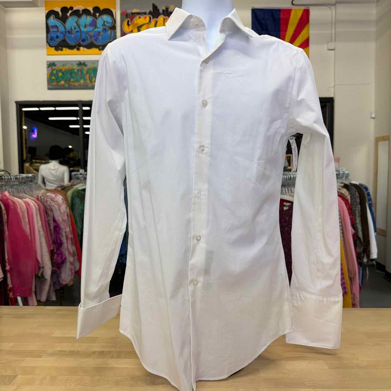 Alfani Mens Poplin Slim Fit Button-Down Shirt
