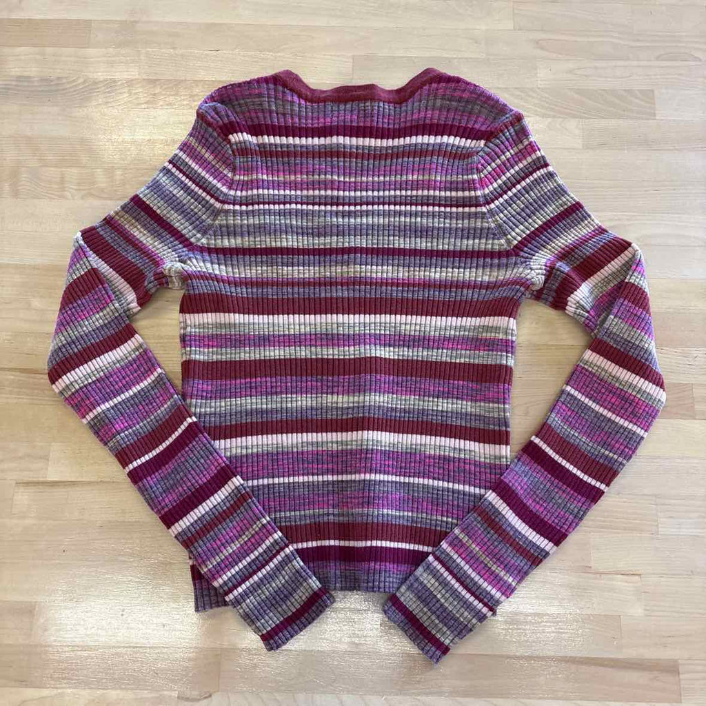 Calvin Klein Size XL Spacedye Stripe V-Neck Cardigan - Raven Combo