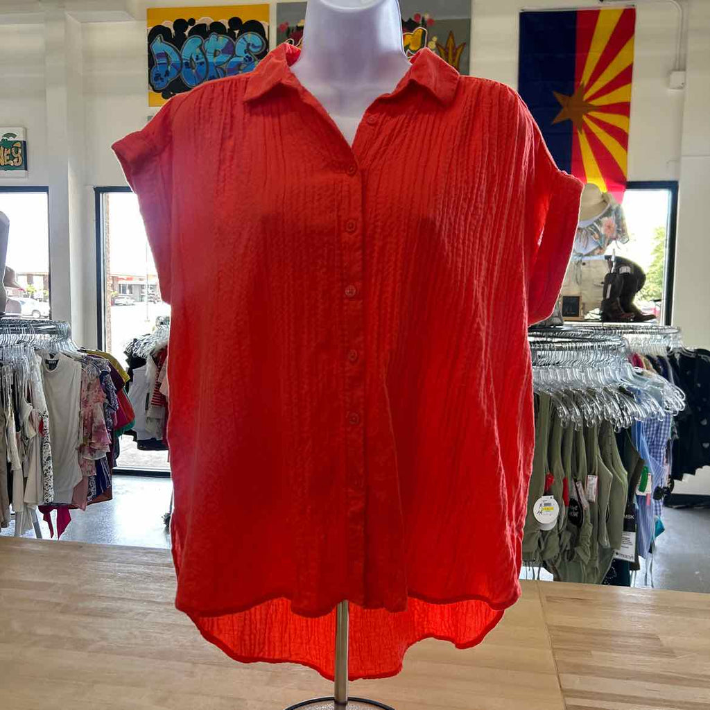 Loft Size M Orange Preloved Button Down SS