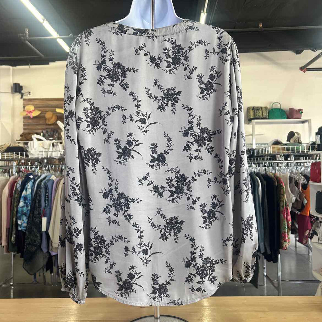 Maurices Size L Gray/Black Polyester Preloved Blouse LS
