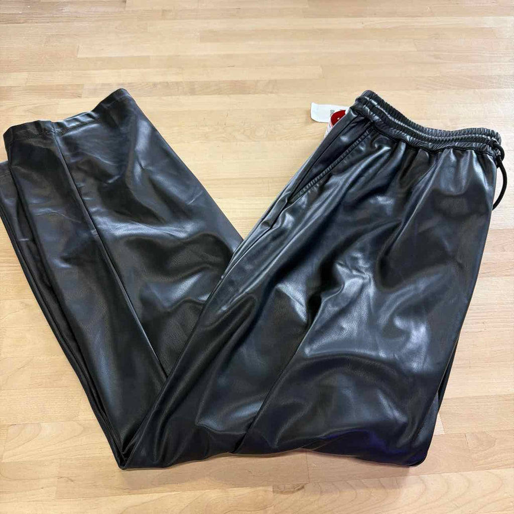Mode of One Men's Relaxed-Fit Faux-Leather Pull-on Pants - Deep Black