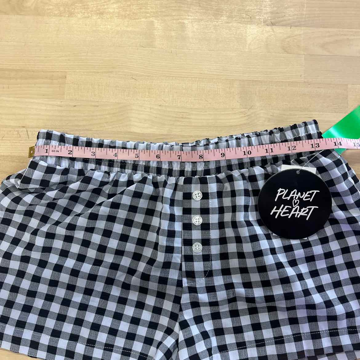 Planet Heart Juniors' Gingham Boxer Shorts - Black Beauty - S