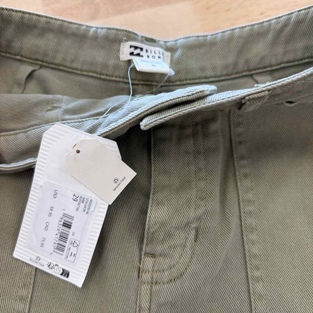 billabong Women Size 29 Green New Shorts  Leia Denim Carpenter Shorts - Army