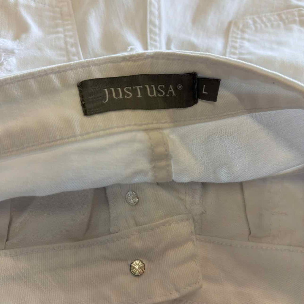 Just USA Women Size L White Preloved Shorts
