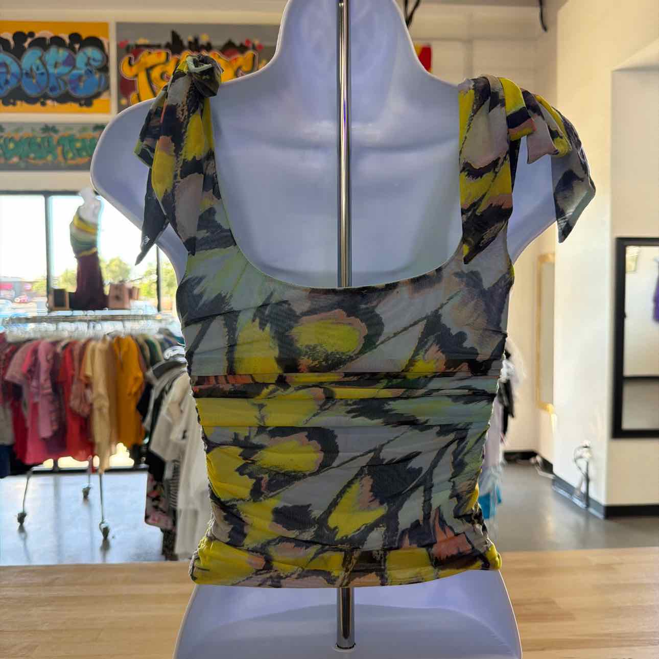 Free People Size XS Green Mesh Preloved Tank