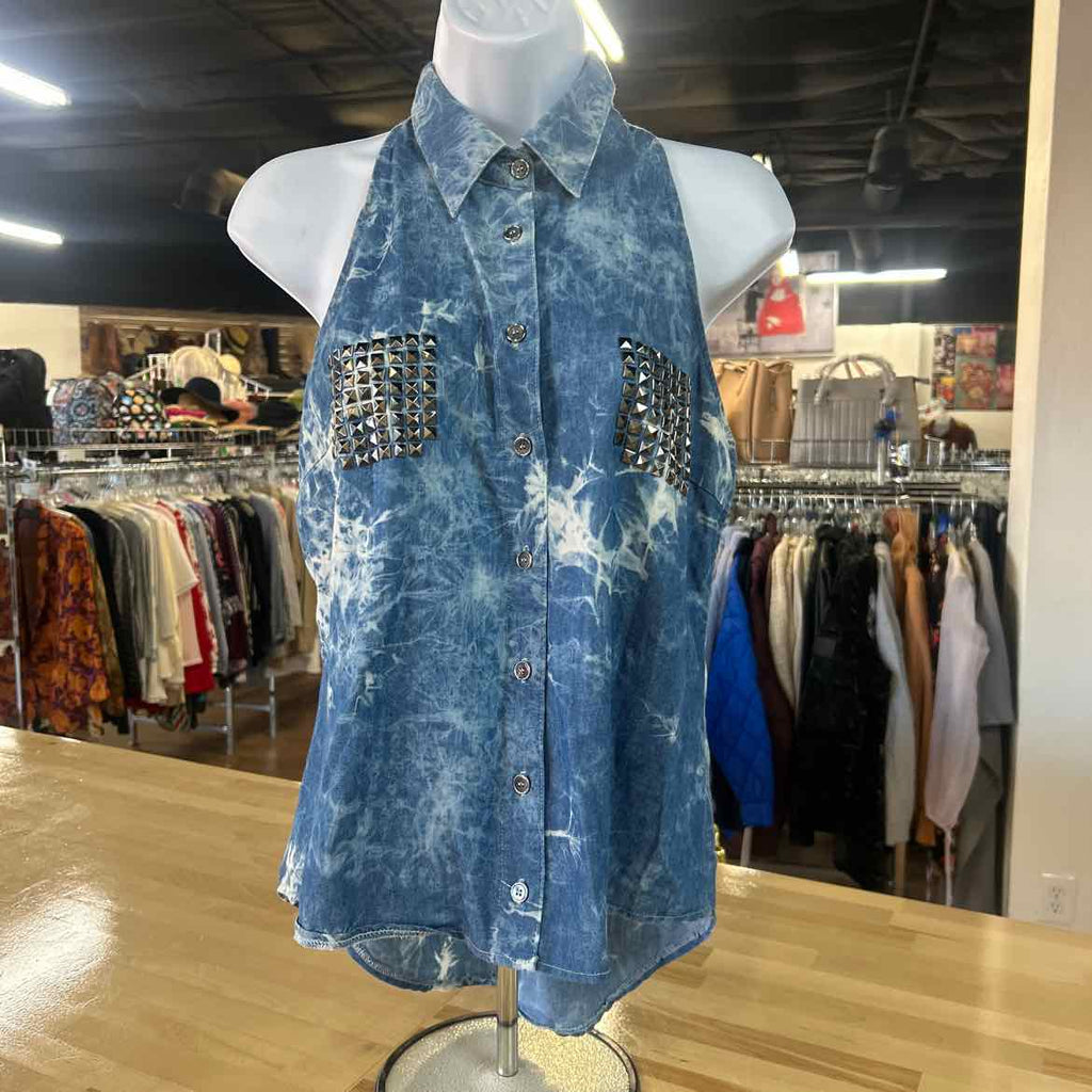 Red Tulips Size M Denim Preloved Tank
