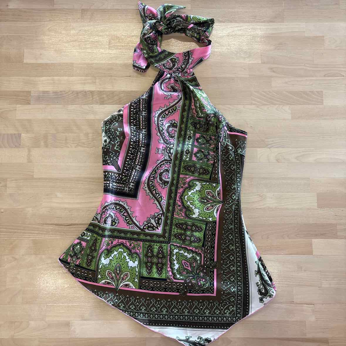 First Kiss Size S Pink/Green Halter