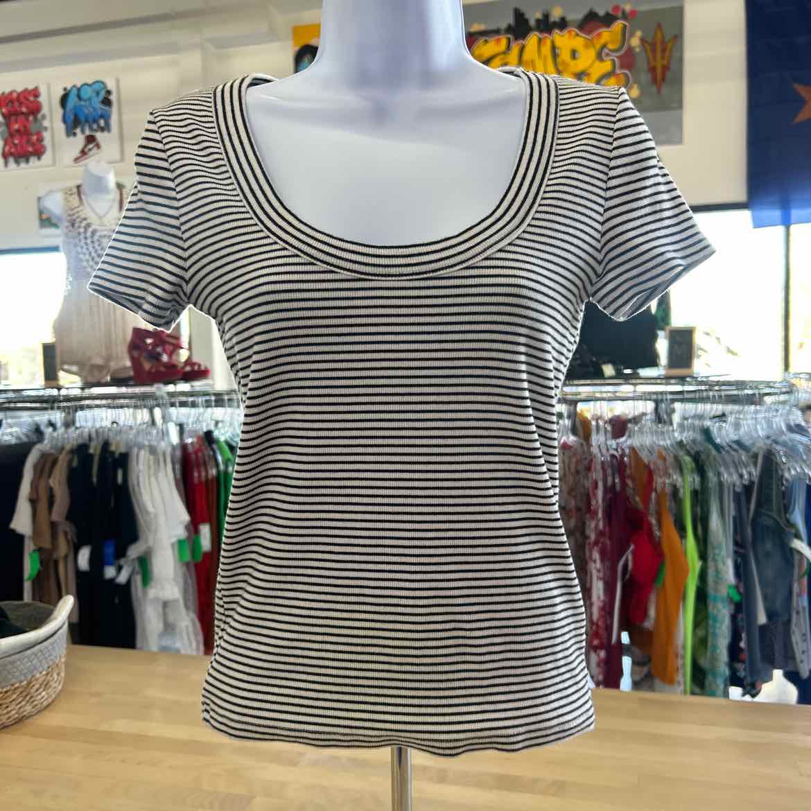 Madewell Size S White Black Preloved T-Shirt SS