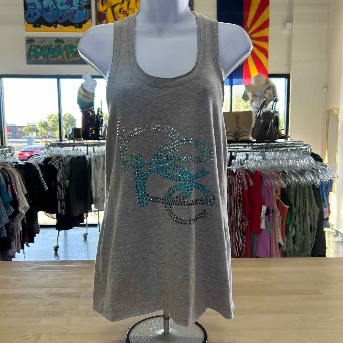 Bebe Size XS Gray Rhinestone New Tunic