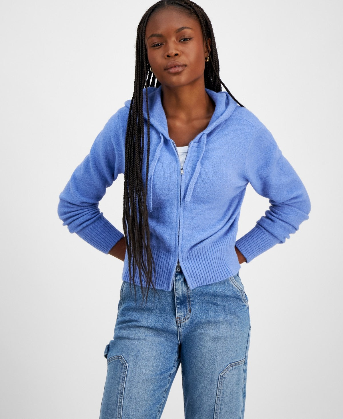 Ultra Flirt Juniors' Full-Zip Hoodie Sweater L