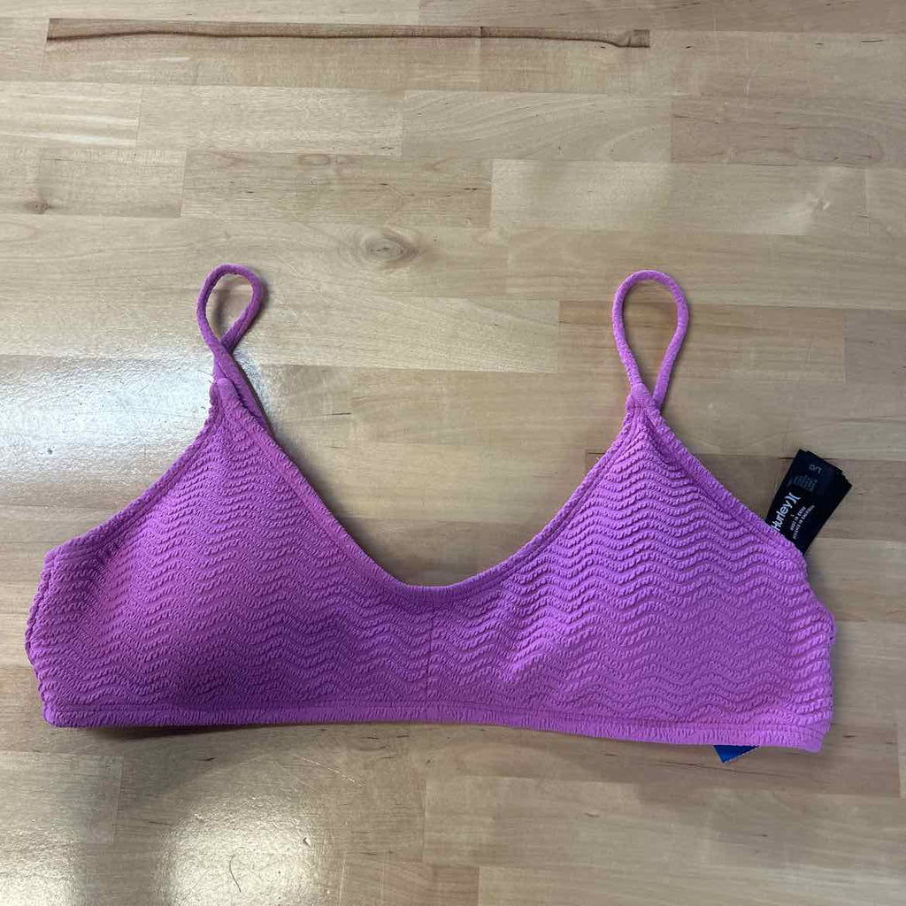 Hurley Size L Wave Scrunch Bralette Bikini Top - Orchid