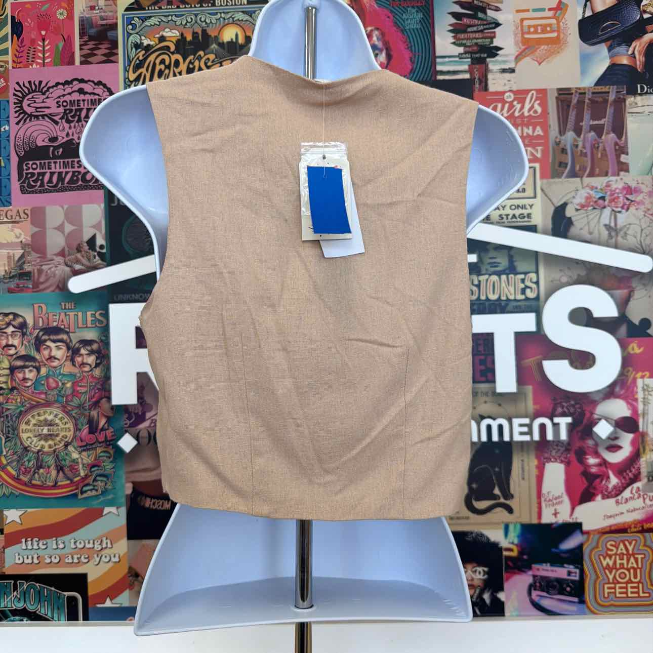 Hippie Rose Juniors' Sleeveless Linen Vest - Warm Sand