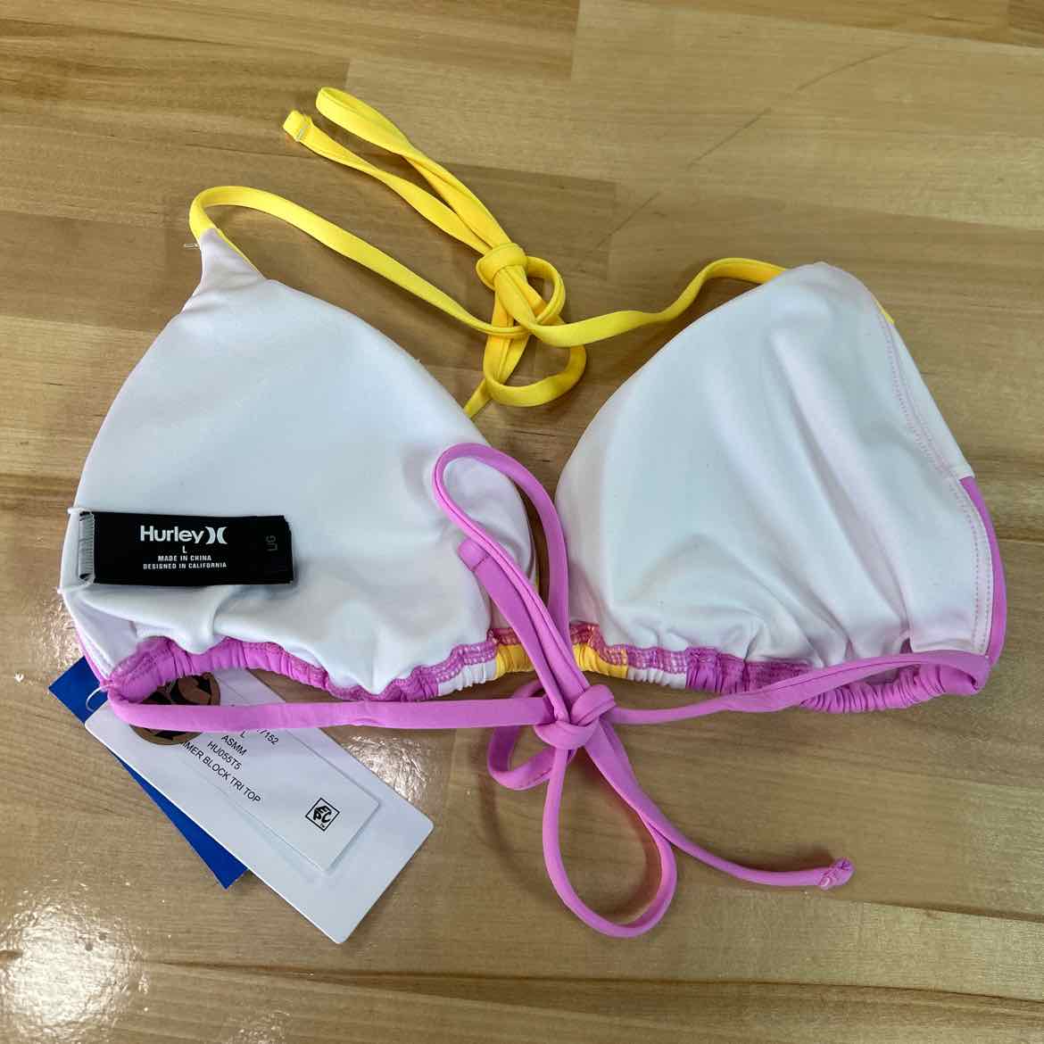 Hurley Size L Summer Block Tri Womens Bikini Top