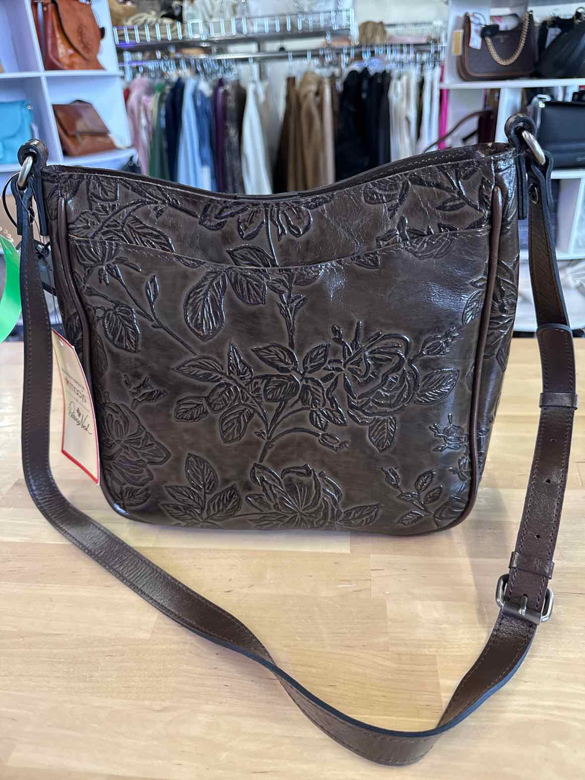 Patricia Nash Emeline Small Bark Leaves Leather Crossbody Bag