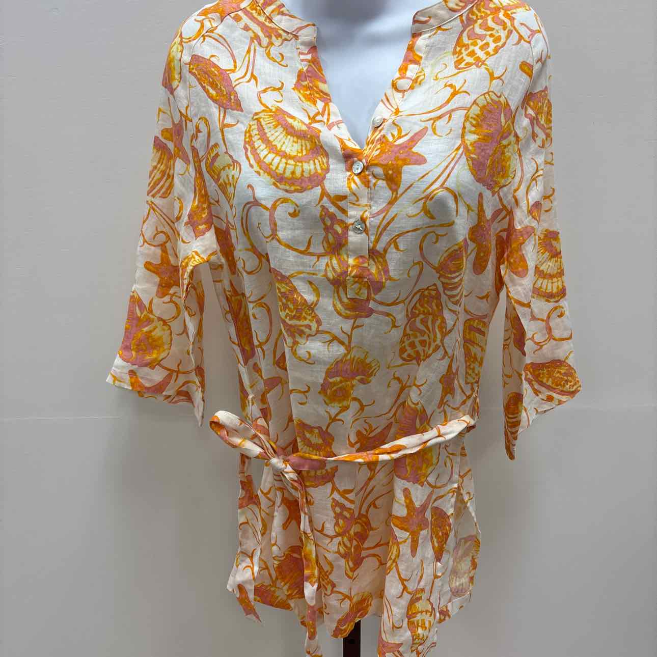 Margaritaville Size XS White Orange Linen Linen Preloved Tunic