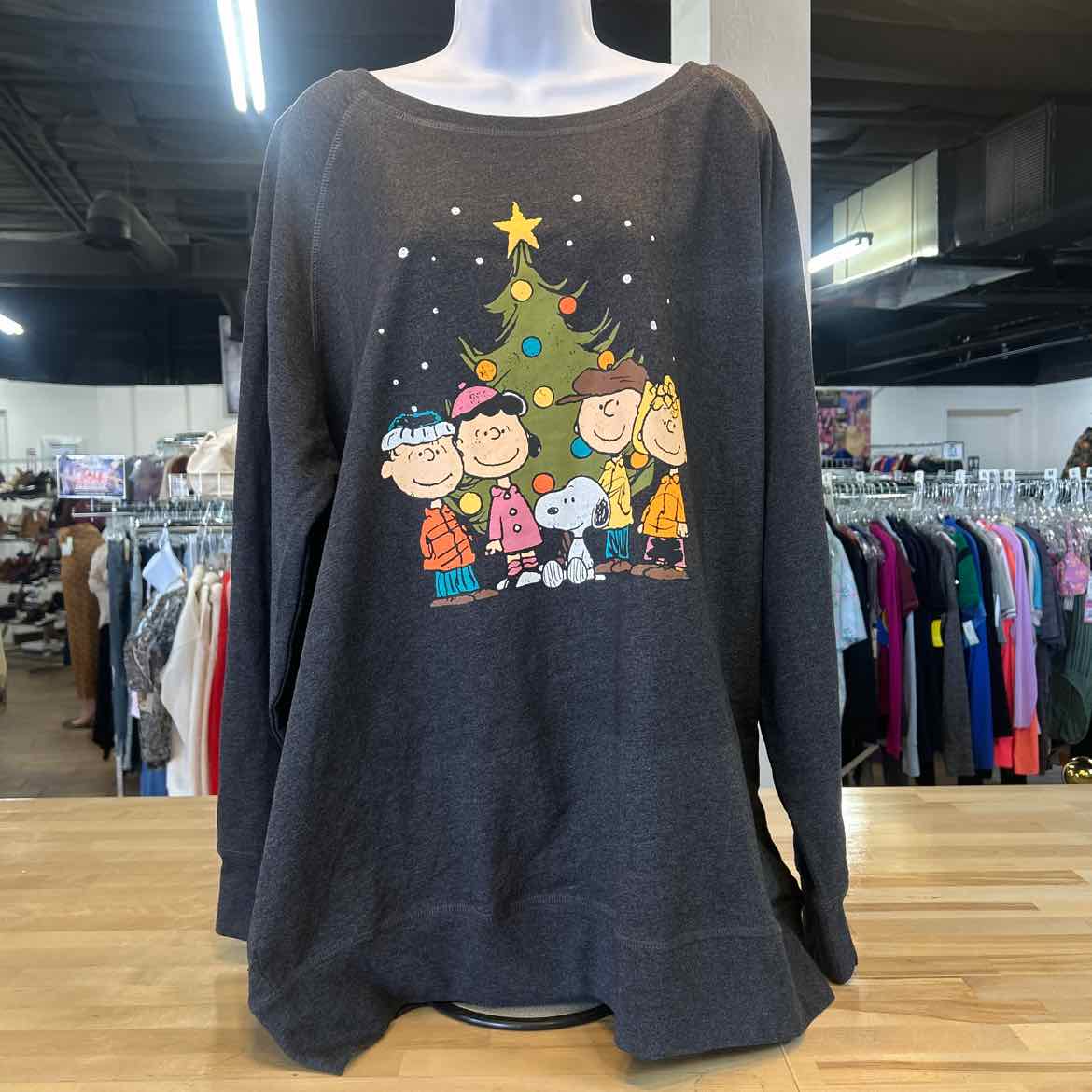 Peanuts Size 3XW Gray Sweater