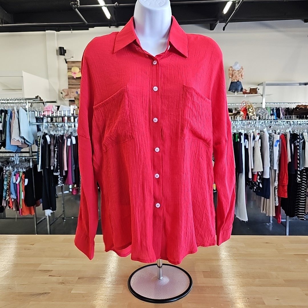 Diosun Size S Red Button Down Shirt