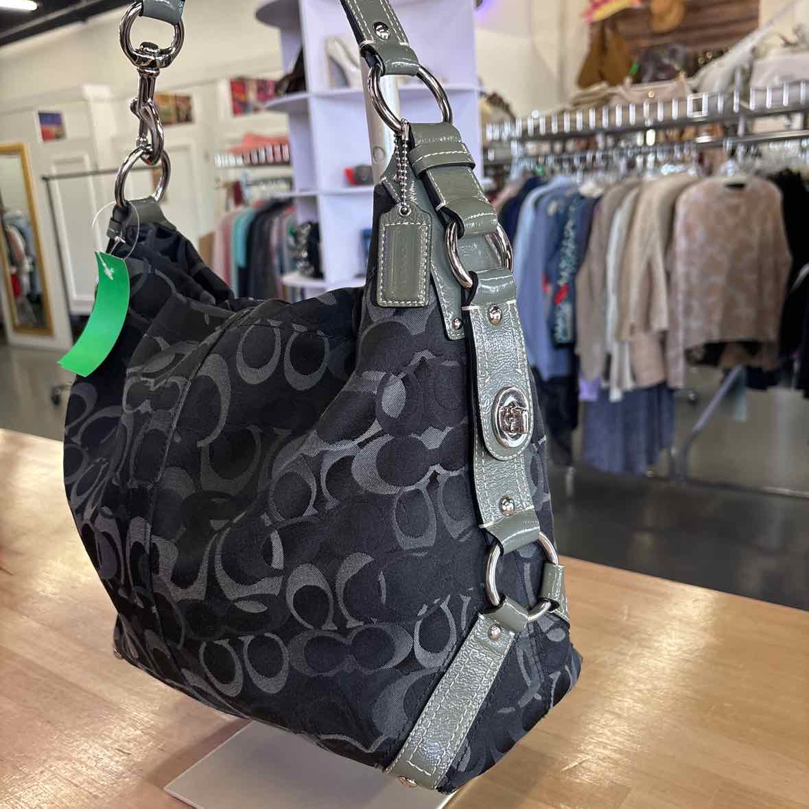 Coach Black/Gray Preloved Handbag