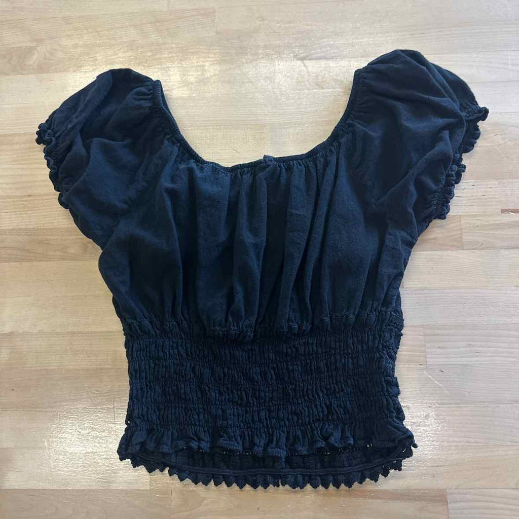 Blanco Size M Black Cotton Crop Top