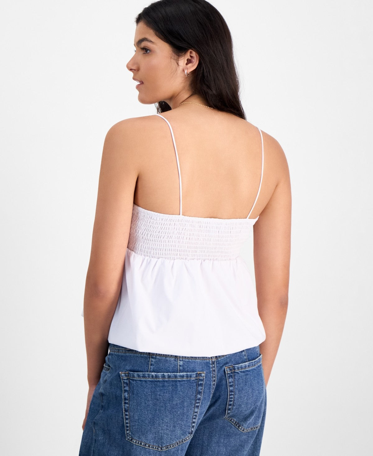 Madden Girl Size M Poplin Bubble Tank Top - Bright White NWT