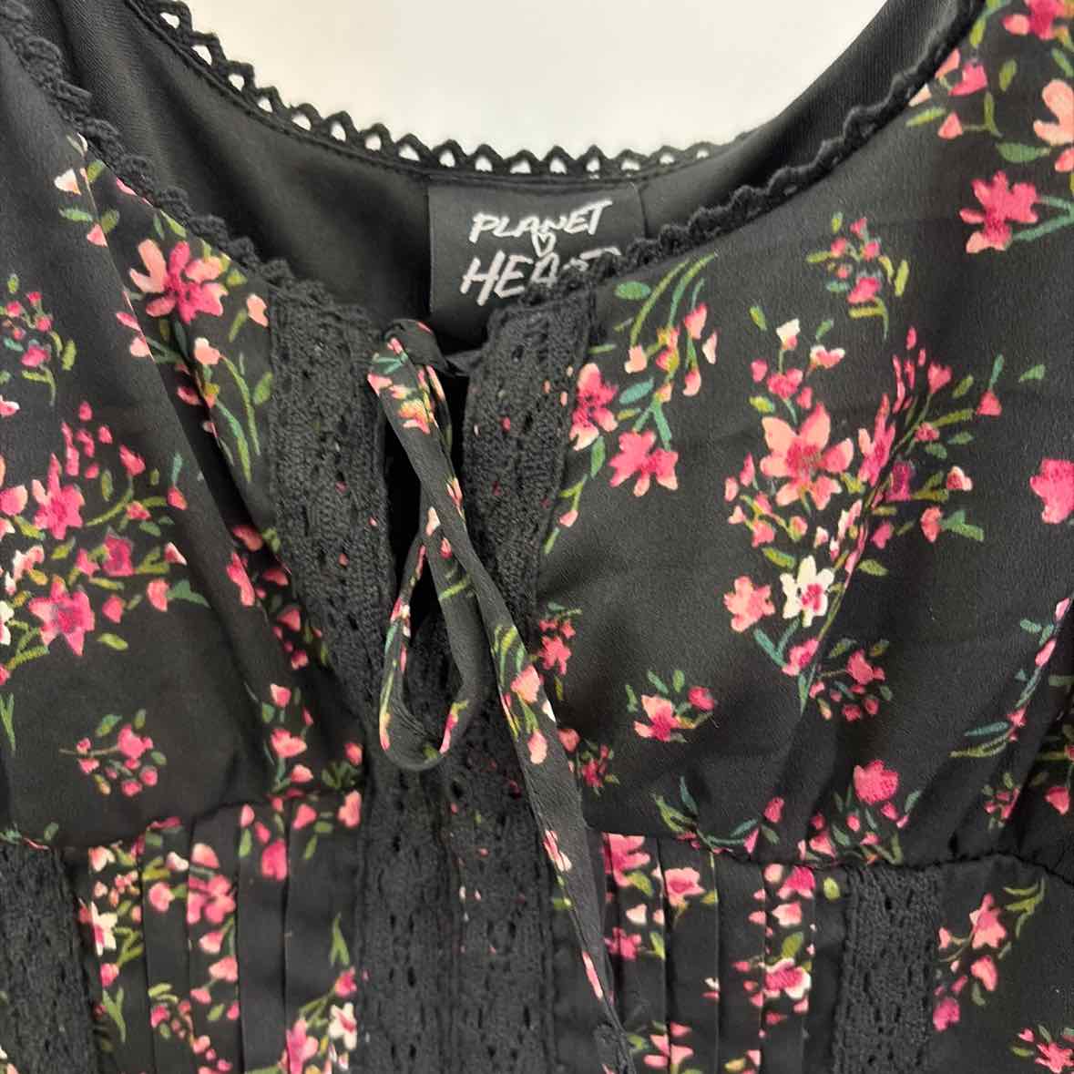 Planet Heart Juniors' Printed Sleeveless Corset Mini Dress - Black Beauty